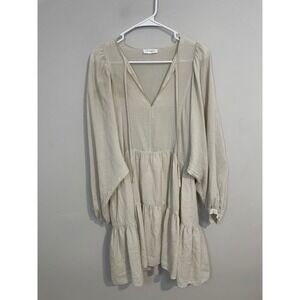 Anine Bing Madison Tiered Dress in Cream Stripe Size XS *FLAWED*